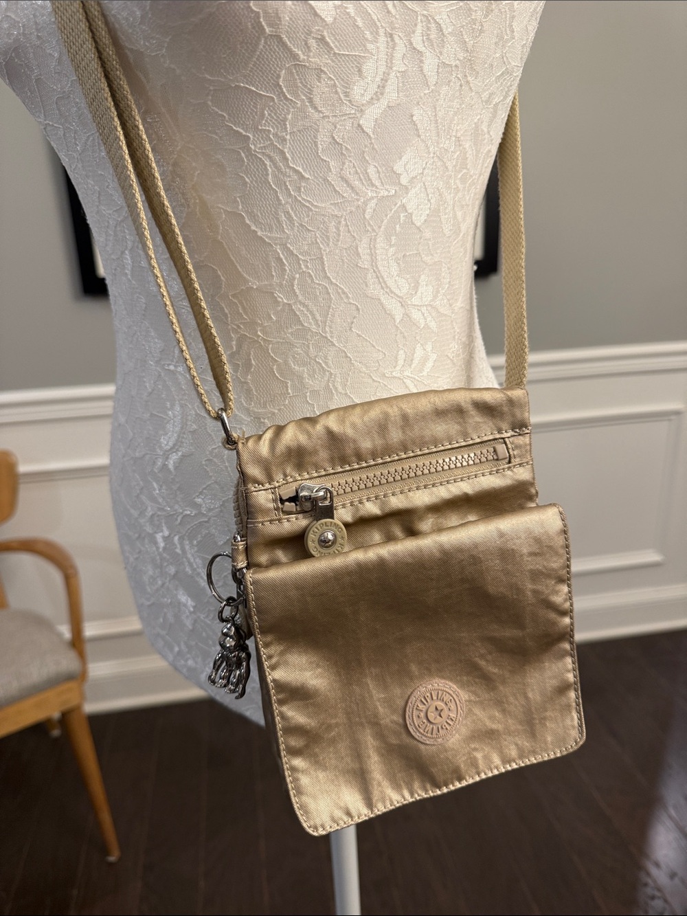 Kipling Metallic Eldorado Crossbody Bag with charm